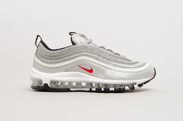 Nike Women's Air Max 97 OG Quickstrike "Silver Bullet" Metallic Silver/Varsity Red-Black-White 885691-001