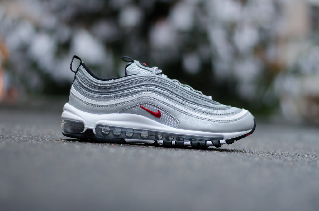 Nike Women's Air Max 97 OG Quickstrike "Silver Bullet" Metallic Silver/Varsity Red-Black-White 885691-001
