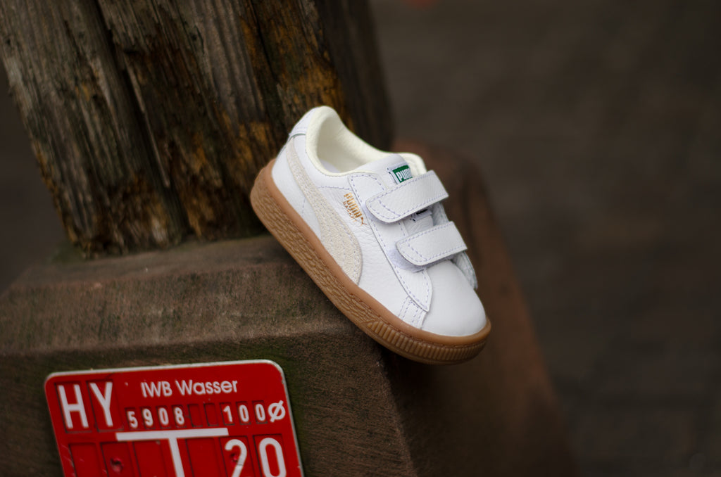 Puma Basket Classic Gum Deluxe V Infant Puma White/Gum 365080-01