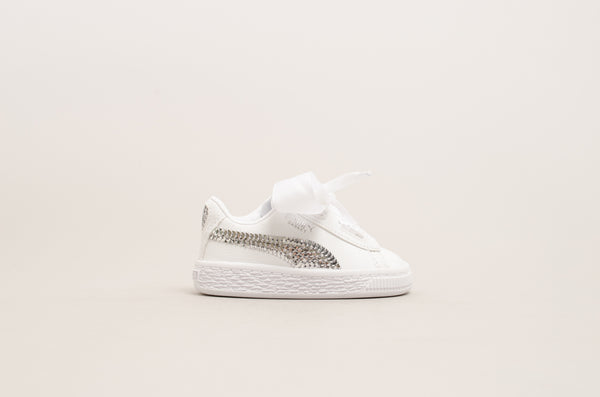 Puma Basket Heart Bling Infant ( White / Silver ) 366849-02