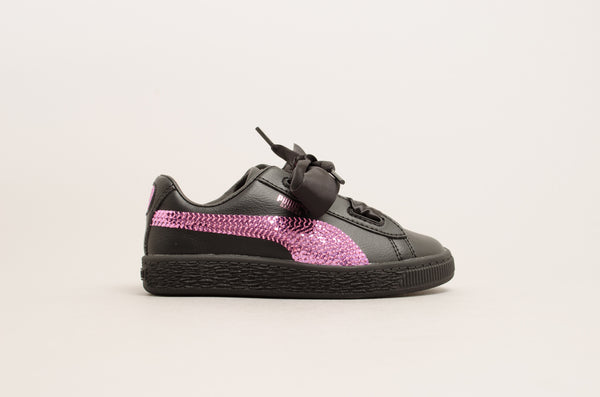 Puma Basket Heart Bling Pre-School ( Black / Orchid ) 366848-01