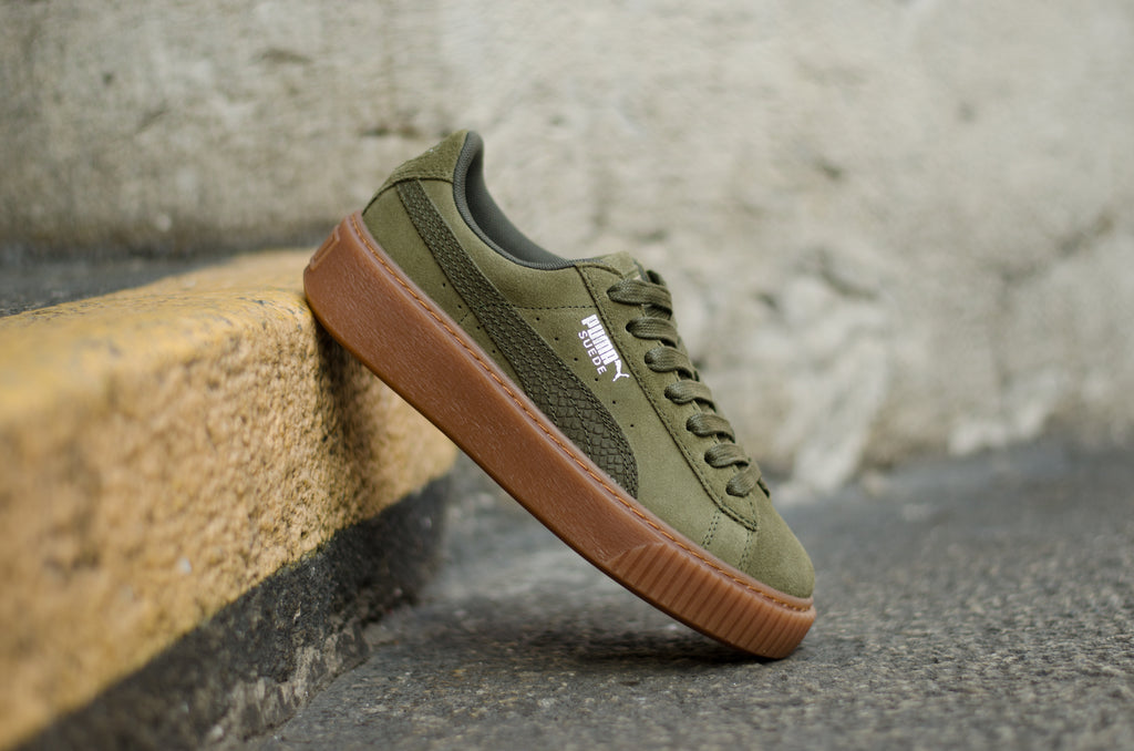 Puma Suede Platform Animal Olive Gum 365109-03