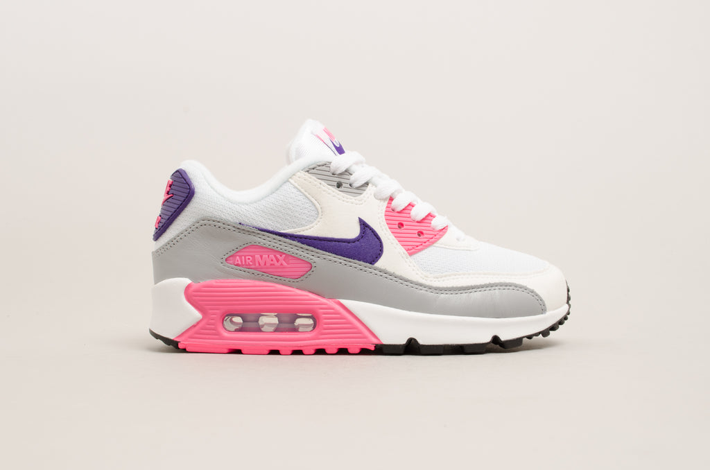 Nike Women's Air Max 90 ( White / Court Purple / Laser Pink ) 325213-136